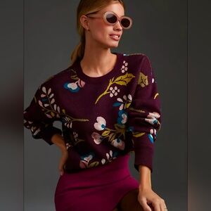 Maeve Floral Sweater - Purple and Multicolor